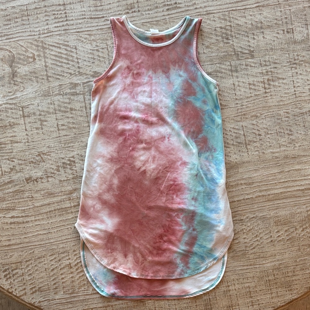 SHEIN Pink and Blue Tie-Dye Kids Dress